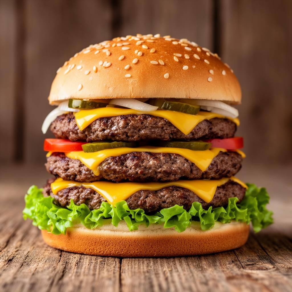 Triple stack cheeseburger